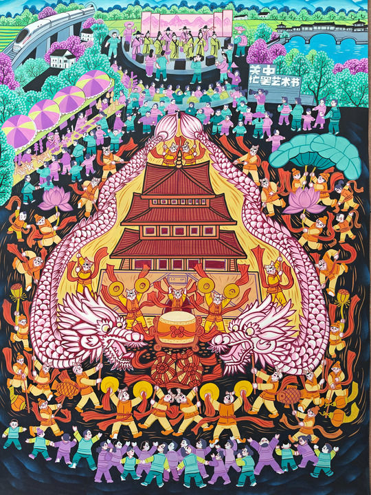 农民画描绘七十载乡村蝶变(图15)